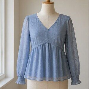 Blue V Neck Top